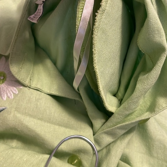 VINTAGE  LINEN A.K.C. Pistachio Green Ladybug Embroidered tank & jacket size S - Picture 12 of 16